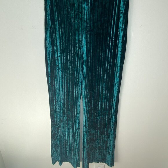 Rachel Zoe - Velvet-feel, Cozy, Jewel/Emerald Green, Stretch Waist Pants- Size M - Picture 2 of 7